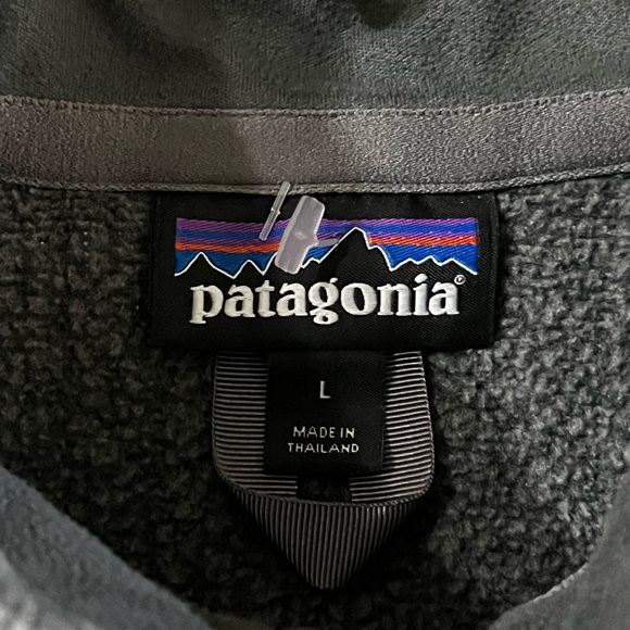 Patagonia Gray 1/4 Zip Ribbed Fleece Lined Pull Over Sweatshirt Large - Picture 4 of 5